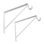 2 Pcs Shelf and Rod Brackets Wall Mounted Shelf Supports WhiteSRB300