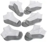 Jefferies Socks Big Boys' Seamless-Toe Quarter 9-11(Large), White/Grey