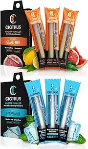 Smokeless Air Inhaler - Smoking Alternative | Tobacco-Free, Nicotine-Free, & Non-Electric | Oral Fixation Relief - Quit Smoking Aid & Vaping Aid | Icy Peppermint & Fresh Grapefruit- 6 Pieces