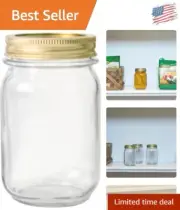 Versatile 1 Pint Home Canning Jars with Metal Lids - 12 Durable Sets, BPA-Free