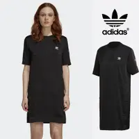 在飛比找蝦皮商城優惠-Adidas 黑 女款 洋裝 運動 休閒 短袖 長版 連身裙