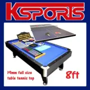 PUB SIZE POOL TABLE 8FT SNOOKER BILLIARD TABLE 25MM TABLE TOP WITH FULL SIZE TAB