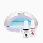 3PC GELISH PRO GEL NAIL KIT - Red/Pink Glitter - Curing Lamp, 2 Colours
