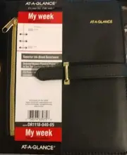 AT-A-GLANCE Black Undated Faux Leather planner 7 Ring Binder 5-1/2" x 8-1/2" New