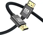8K HDMI 2.1 Cable 2M, Ultra High-Speed 48Gbps HDMI to HDMI Cord, 4K@120Hz, 8K@60Hz, eARC, Dynamic HDR, VRR, Compatible with PS5, Xbox Series X, Soundbar, TV, Monitor, Projector