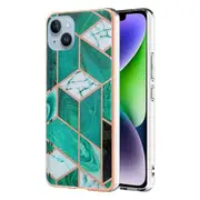 For Apple iPhone 14 Pro Max Case Hard back Marble Pattern Slim Design Enhanced Camera and Screen Protection Girls and Women Cover (Ocean Green)