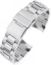 WIKUNA Curved End Stainless Steel Watch Strap for Longines Master Conquest HydroConquest L3.642.4 L3.781.4 Bracelet Accessories 21MM