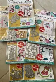 Huge Lot 24 Tattered Lace Magazines, 21 W/dies, 3 Without, All W/papers +TL Book