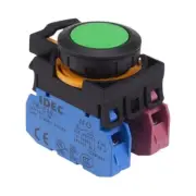 IDEC CW Series Green 22.3mm Maintained Flush Push Button Switch 1NO-1NC IP65