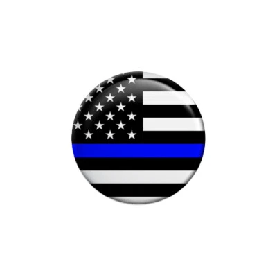 1.25 " Pin Flat back Button Keyring Badge Reel Cover - Thin Blue Line Flag