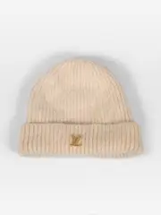Beige Cashmere Logo Beanie