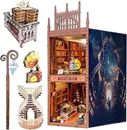 DIY Book Nook Kits, DIY Miniature Doll House Kit, 3D Wooden Puzzle Dollhouse Kit for Adults and Teens, Bookshelf Insert Decor, DIY Craft Gift Model Build with Rotating Staircase and Crystal Ball