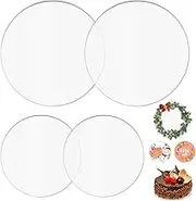 4 Pcs Acrylic Cake Disc, Diameter 6inch/ 8inch, Round Acrylic Cake Base Board, Reusable Clear Acrylic Discs, Transparent Circle Cake Bases, for Cake Baking DIY Dessert and Crafting (15cm/ 20cm)