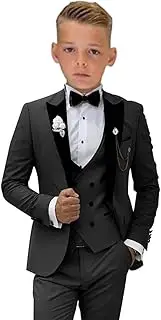[SAROULU] Formal Suit for Boys, 3 Pieces Slim Fit Boys Suit, Kids Boy's Tuxedo First Class Boy Outfit