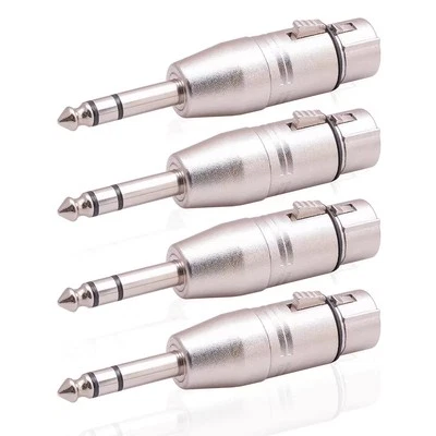 4 Pack XLR Female to 1/4" TRS Adapter, Balanced Quarter Inch...