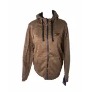 Men's Large Jacket Reebok Brown Sherpa Lined Hooded Full Zip Outerwear Knit