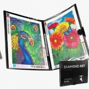 SparkleSafe Art Portfolio: 30-Page Diamond Painting Storage Book with Clear Pock