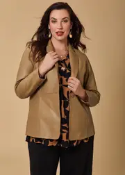 [TS] Taking Shape Leather Elsie Blazer Size 18 in Cinnamon - Plus Size Women's Coats & Jackets Cinnamon