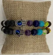 BB8-56 Lava Chakra Hamsa eye Bracelets 8mm