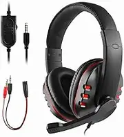 JAMSWALL Gaming Headset for PS4 Xbox One S 3.5mm Wired Over-Head Stereo Gaming Headset Headphone with Mic Microphone, Volume Control for Sony PS4 PC Tablet Laptop Smartphone Xbox One S