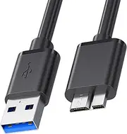 USB 3.0 Hard Drive Cable, tunghey USB-A to Micro B Cable Compatible with Galaxy S5, Note 3, Note Pro 12.2, Camera, Hard Drive and More USB 3.0 5Gbps Data Transfer Cord (0.3M)