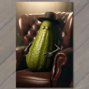 FLATCARD Pickle Man Relaxing in Leather Chair Weird Usual Sour