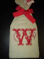 Wine Bottle Gift Bag, Initial W, by Mud Pie, NWT