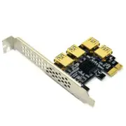 4 Ports PCIe Riser Adapter Board PCI-E 1 to 4 USB 3.0 Rabbet GPU Riser Extender