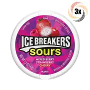 3x Tins Ice Breakers Sours 3 Flavors | 50 Mints Per Tin | 1.5oz | Sugar Free