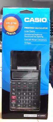 Casio Portable Printing Calculator HR-8TM Plus Printer Large Display Adapter NEW