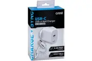 Crest Usb-c/usb-a Wall Charger 1m Usb-c Cable Each