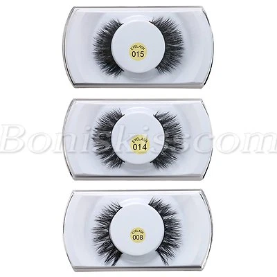 1 Pair 3D Black Handmade Real Mink Hair Long Thick Natural Fake False Eyelashes