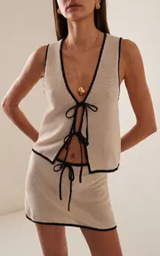 [Onia] Linen Knit Tie-Front Tank Top