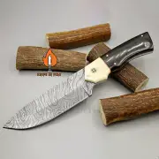 Handmade Damascus Steel Fixed Blade Full Tang Skinner Knife Camel Bone
