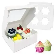 MUMULULU PCS White Paper Cupcake Boxes with 4 Cavity Cookie Gift Boxes with 8