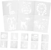 Angoily 16Pcs Painting Stencils Animal Theme Reusable DIY Templates for Crafts Drawing and Creative Projects for Walls Fabrics and Scrapbooking