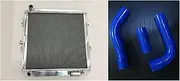 Aluminum radiator & SILICONE HOSE for Toyota Surf Hilux 2.4/2.0 LN130 AT/MT BLUE