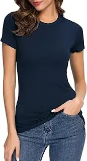 [Urban CoCo] Women's Crewneck Slim Fitted Short Sleeve T-Shirt Stretchy Bodycon Basic Tee Tops