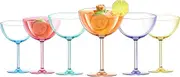 11 Oz Plastic Cocktail Glasses, Barware Drinking Glasses, Acrylic Martini Glasses, Coupe Glasses Set of 6, Multicolor