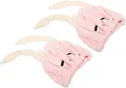 BESTYASH 2PCS Super Absorbent Hair Towel Cap for Quick Drying Microfiber Hair Turban Soft No Shedding Kawaii Accessories for Travel