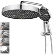 Chrome 13" Round Shower Head Handheld Gooseneck Arm Diverter Set