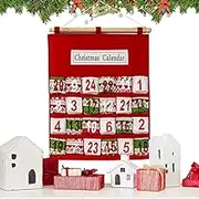 Advent Calendar Fabric with Pockets, Multi-Layer Candy Storage Bag, Countdown Calendar Storage Bags, Christmas Countdown Calendar Suspending Wall for Decoration
