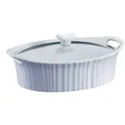 Corningware Casserole Dish White 2.5-Qt Oval Ceramic Glass Lid Microwave Safe