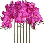 ICBOX 38 Inch Purple Flowers Orchids Artificial Flowers 6 PCS Artificial Orchids Faux Orchid Velvet Flowers Long Stem Artificial Flowers for Tall Vase for Home Wedding Decoration(Purple)