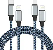 USB C to Lightning Cable, 2 Pack 10FT Nylon Braided S-03BK MFi Certified iPhone Charger CompatibleiPhone 12 Pro 11 Max XS XR 8 Plus, Supports Power Delivery