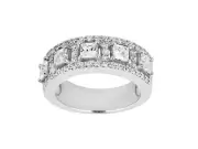 1.33ct Diamond Wedding Band Ring Cluster 10k White Gold Round Princess Cut GH I1