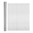100pcs Kebob Skewers 40cm x 3.5cm Stainless Steel Flat Sticks with Tube Storage
