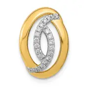 14K Yellow Gold Polished Real Diamond Oval Chain Slide