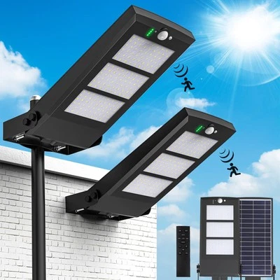 Upgraded Solar Street Lights Outdoor Waterproof Dusk to Dawn 5 Modes Motion S...