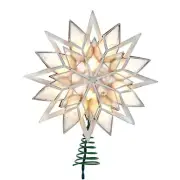 10-Light 8-Point White Glitter Capiz Star Tree Topper